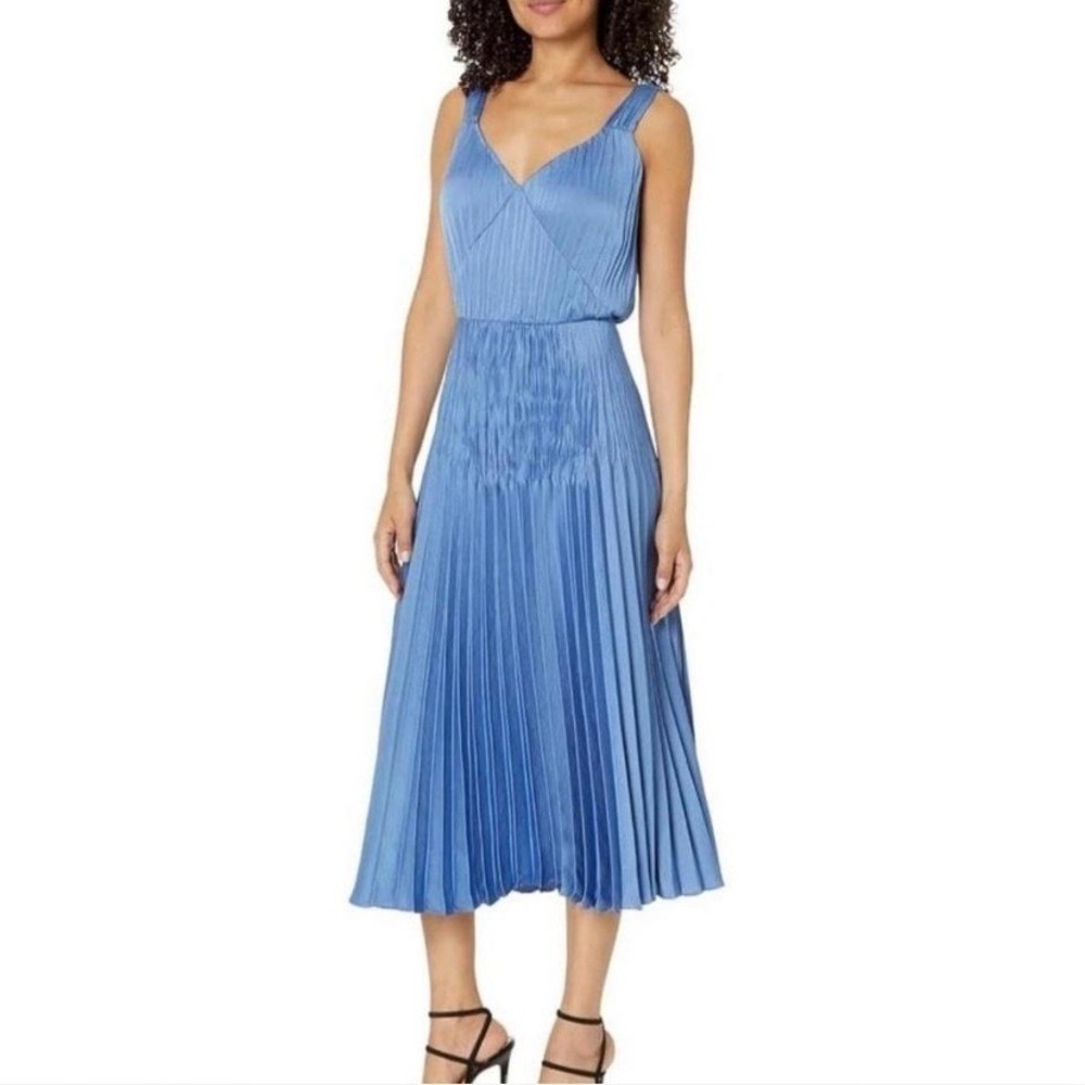 Vince Blue Pleated Midi Cocktail Dress - Size M‎